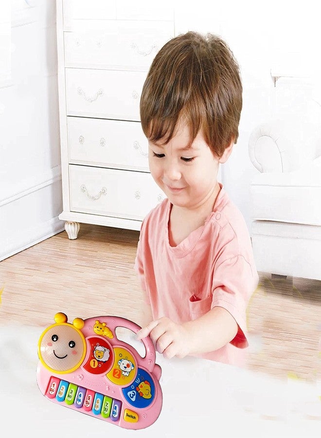 VGRASSP Musical Happy Caterpillar Piano Toy for Kids with Flashing Lights - Portable Keyboard Instrument for Boys and Girls (Pink) - Image 3